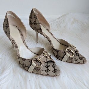 Brand New w/box Gucci Canvas Peep Toe Heels